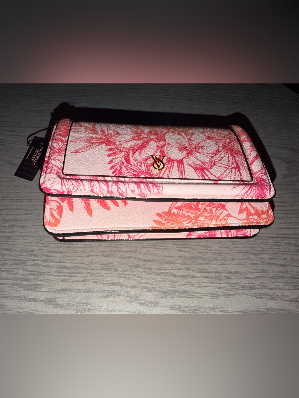Victoria’s Secret Floral Butterfly Wallet Wristlet Pink Gold NWT